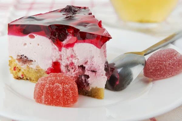 Portion of cherry cake — Stock Photo, Image