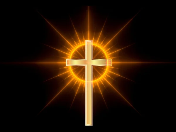 Religious Cross black background — Stock Photo, Image