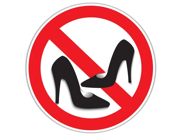 Nessun tacco alto scarpe segno di avvertimento — Vettoriale Stock