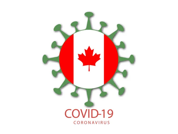 Coronavírus Canadá Microbe Covid 2019 Bandeira Canadense —  Vetores de Stock