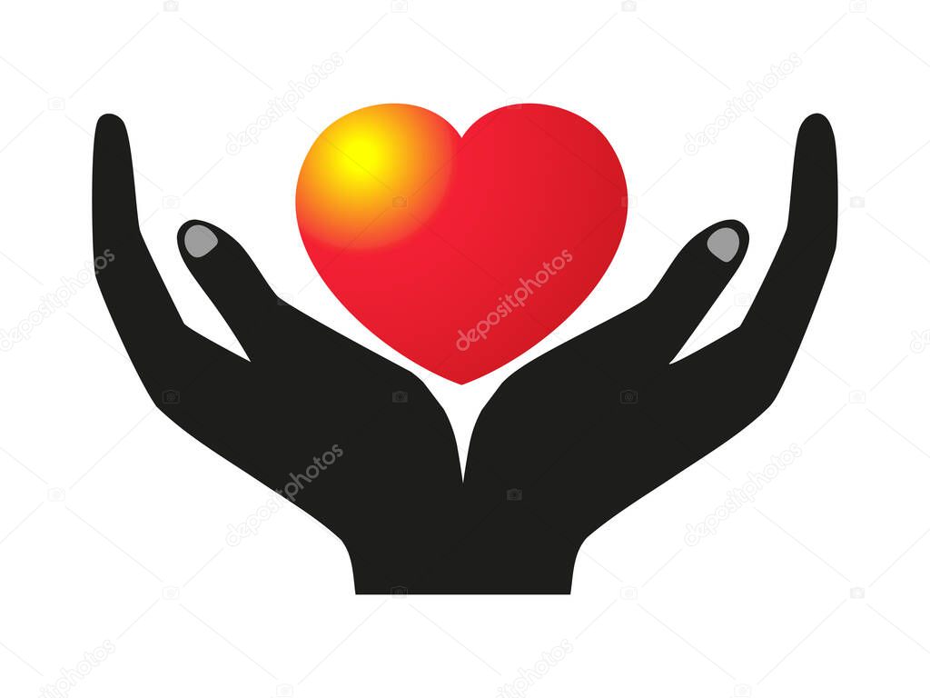 Heart in hands icon vector image.Vector