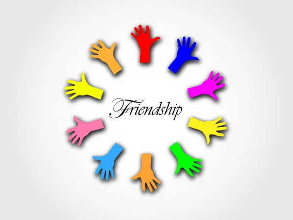 Colorful Hands Symbol Friendship Vector — Stock Vector