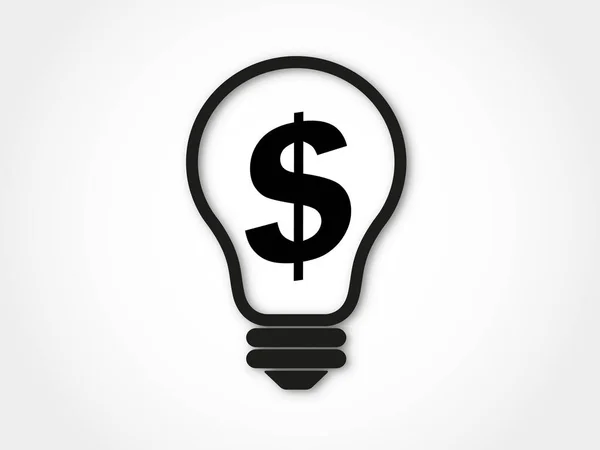 美元标志和灯泡的想法和投资 — 图库矢量图片