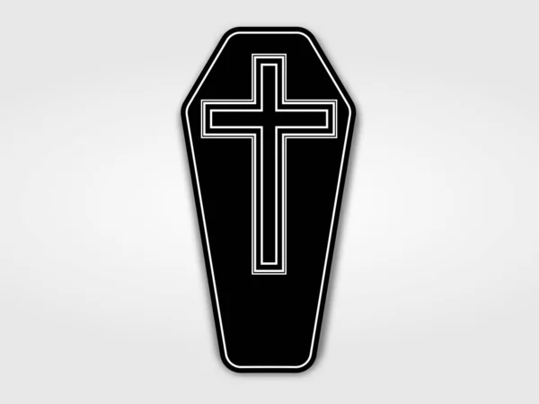 Silhouette Cercueil Avec Une Croix — Image vectorielle