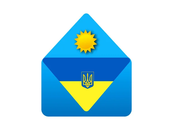 Kuvert Med Solen Inbäddad Ukrainas Flagga Vektor — Stock vektor