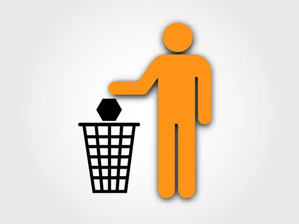 Man Throwing Trash Dust Bin Icon Isolated Gray Background Vector — Stock Vector