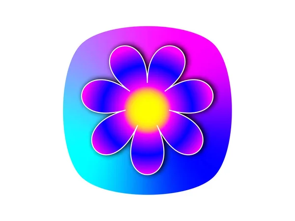 Colored Single Isolated Flat Flower App Icon Vector — Stock Vector