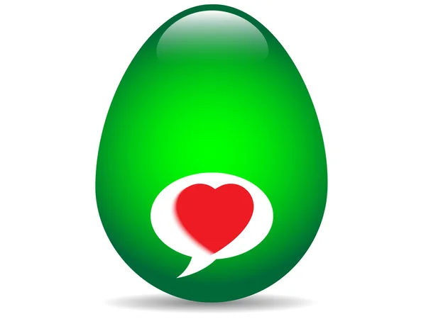 Huevo verde con un icono del corazón.Vector — Vector de stock