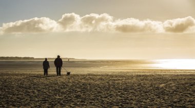 geç sonbaharda beach Kuzey Denizi, sankt peter ording