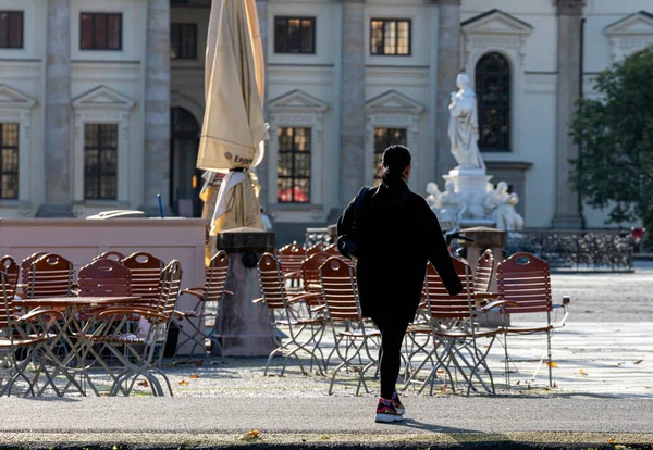 Gastronomin Runt Gendarmenmarkt Staden Den Nya Delen Nedstängning November 2020 Stockbild