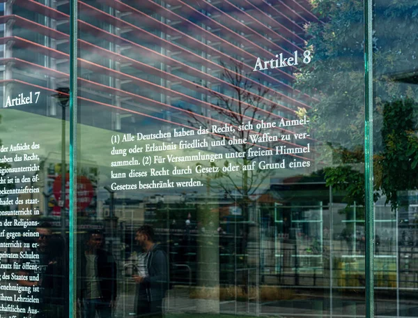 Work Art Grundgesetz Glass Panes Jakob Kaiser Haus Reichstagufer Berlin — Stock Photo, Image