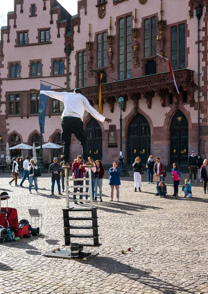 Straßenkünstler Römer Frankfurt Main — Stockfoto