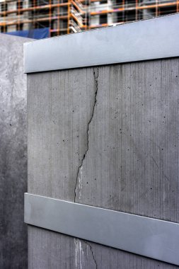 Cracks in the concrete cuboid at the Holocaust Memorial in Berlin
