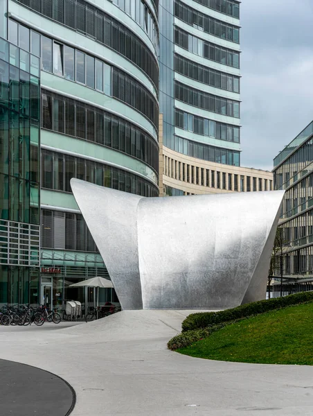 Ornate Sculpture Die Welle Office Complex Frankfurt Westend Hesse Germany — Stock Photo, Image