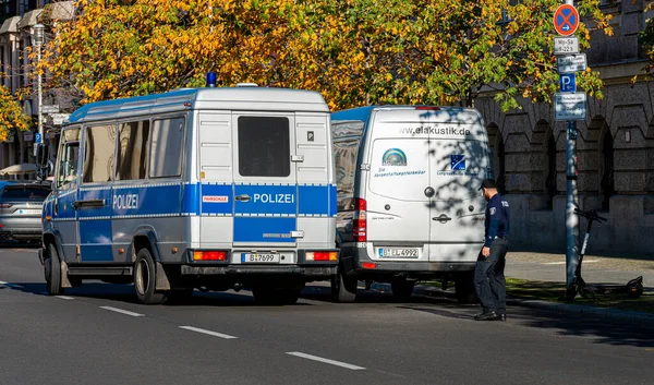 Veículos Polícia Federal Polícia Berlin Trânsito Berlin — Fotografia de Stock