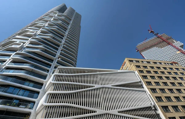 Pencakar Langit Bank Dan Arsitektur Modern Pusat Kota Frankfurt Main — Stok Foto