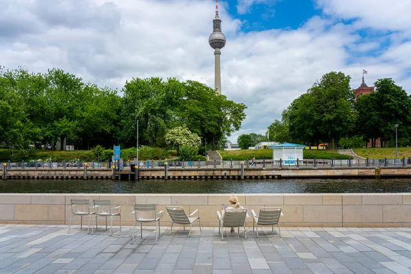 Newly Built Humboldt Forum City Palace Promenade Spree Berlin Mitte — Stock Photo, Image