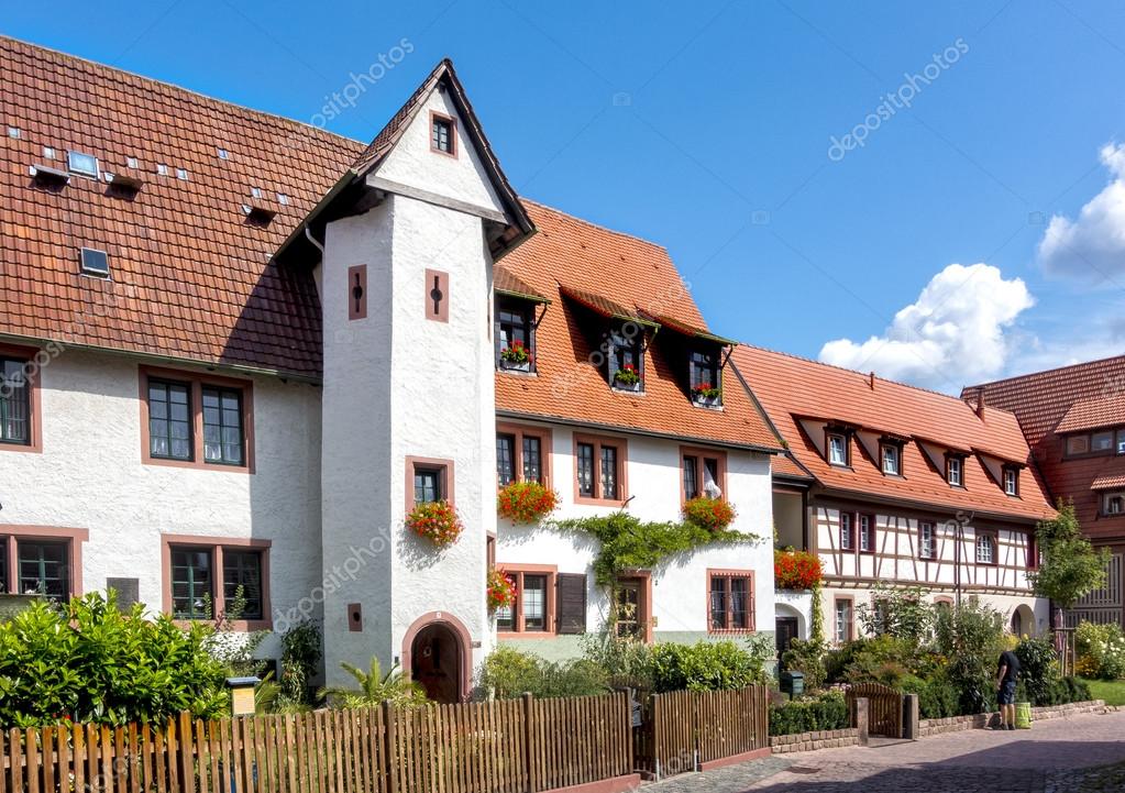 Beautifully restored half-timbered houses in the old town of Ladenburg, Baden Wurttemberg