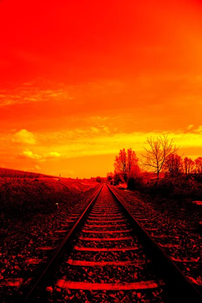 Caminhos de ferro em vermelho — Fotografia de Stock
