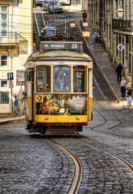 Electricos de Lisboa, Lizbon, Portekiz 'de tipik bir yerel tramvay ve turizm merkezi.