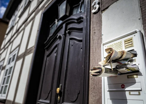 A mailbox with advertising and newspapers — Stock Photo, Image