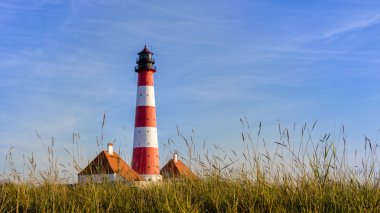 Deniz feneri Westerhever Kuzey Denizi, sahili