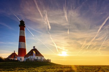 Deniz feneri Westerhever Kuzey Denizi, sahili