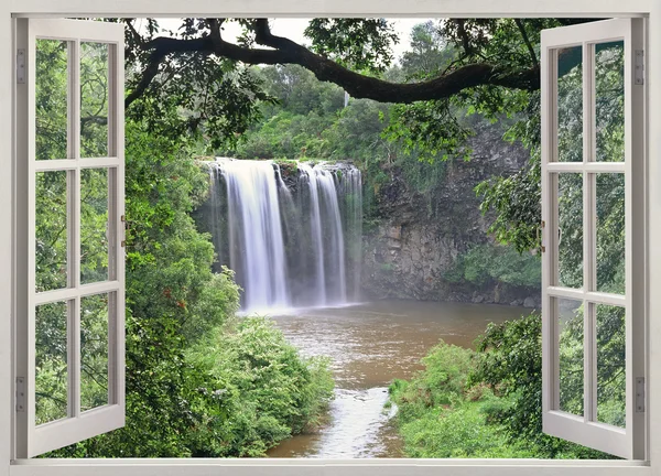 Dangar falls  view in open window Stock Picture