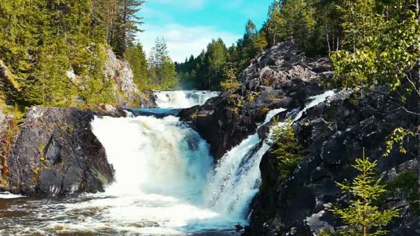 Kivach Waterfall in Karelia, Northern Russia — Stock Video