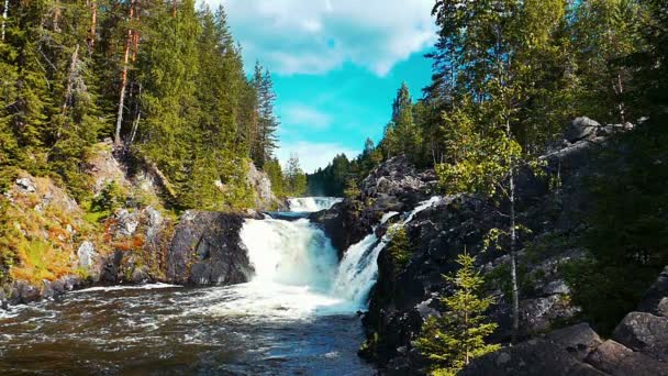 Kivach Waterfall in Karelia, Northern Russia — Stock Video