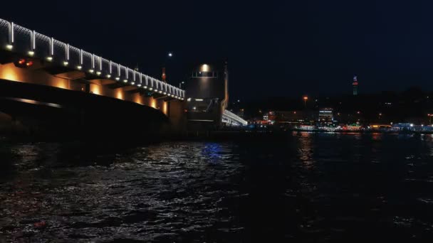 Galata Bridge in Istanbul, Turkey — Stock Video