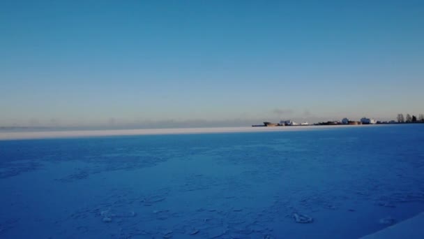 Porto no lago Onega congelado — Vídeo de Stock