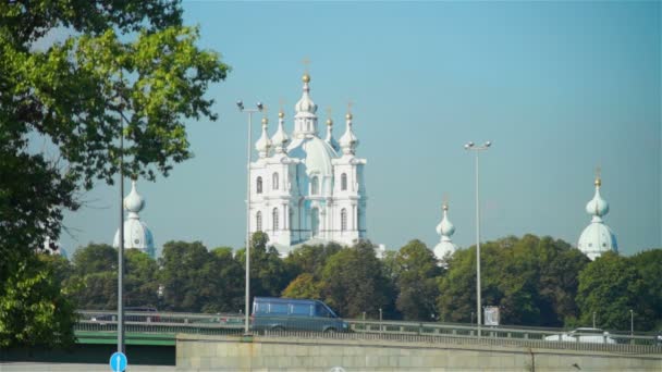 Malebný pohled na Smolenskij katedrála — Stock video