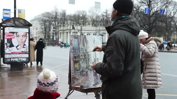 Peinture d'artiste de la nature à la rue — Video