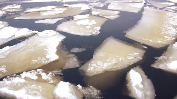 Lago Onego e ghiaccio alla deriva nella giornata invernale — Video Stock