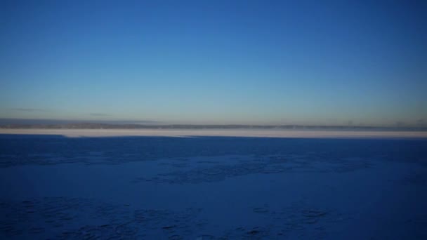 Port på frusna Onega sjön — Stockvideo