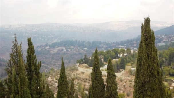 Jerusalem lost in hills — Stock Video
