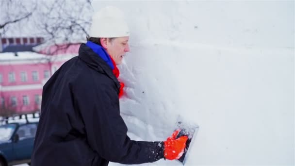 Zimní návštěvníci mezinárodního festivalu Hyperborea 2014 — Stock video