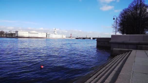 Saint Petersburg waterscape with Neva river — Stock Video