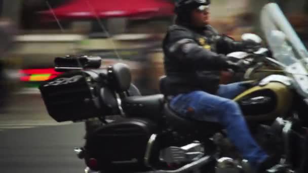 Man Riding Vintage Motorbike — Stock Video