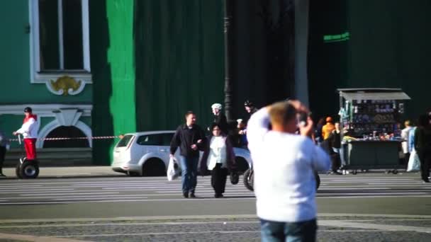 People Ride Segways In An Outdoor Area — Stock Video