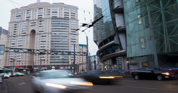 City street with multistage apartment buildings — Stock Video