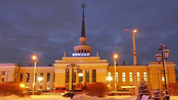 ペトロザヴォーツク、ロシアの鉄道駅 — ストック動画