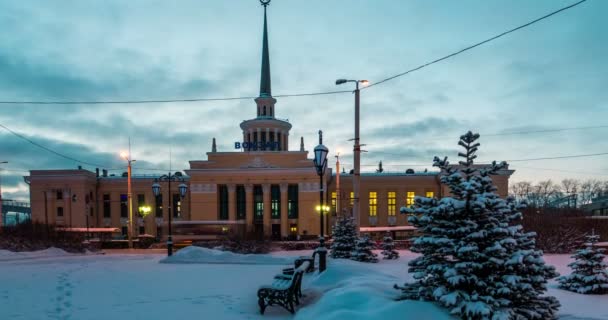 Железнодорожный вокзал в Петрозаводске — стоковое видео