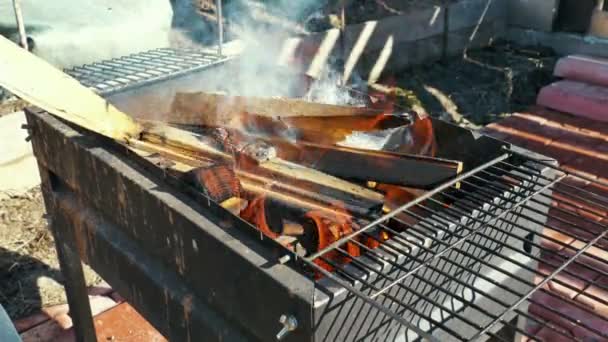 Carne grelhada no churrasco — Vídeo de Stock