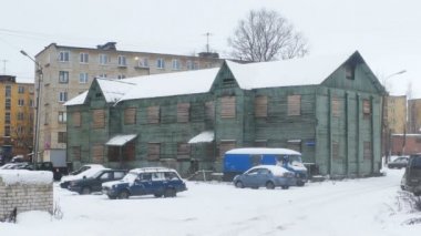 Ahşap ev blok daire Rusya Town yakınındaki kışla