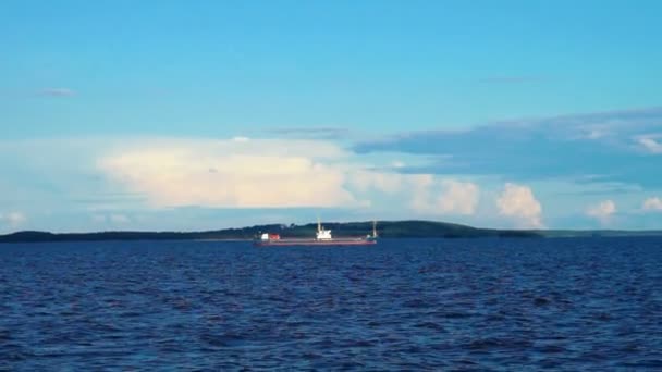 Ship on the Blue Water, Sea Landscape — Stock Video