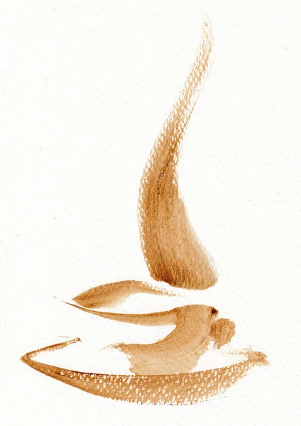 Buharlı Bir Fincan Kahve Suluboya Kağıt Dokusu Üzerine Elle Çizilmiş — Stok fotoğraf