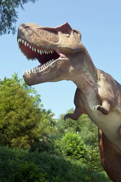 Reconstructed life-size animated model of a dinosaur. The largest dinosaurs DinoSofia park in Uman, Ukraine