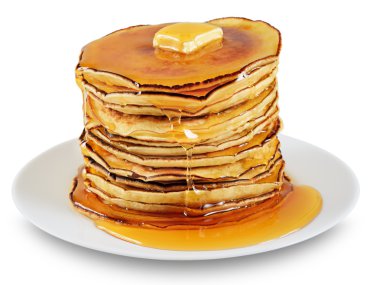 Pancakes with butter and syrup. clipart